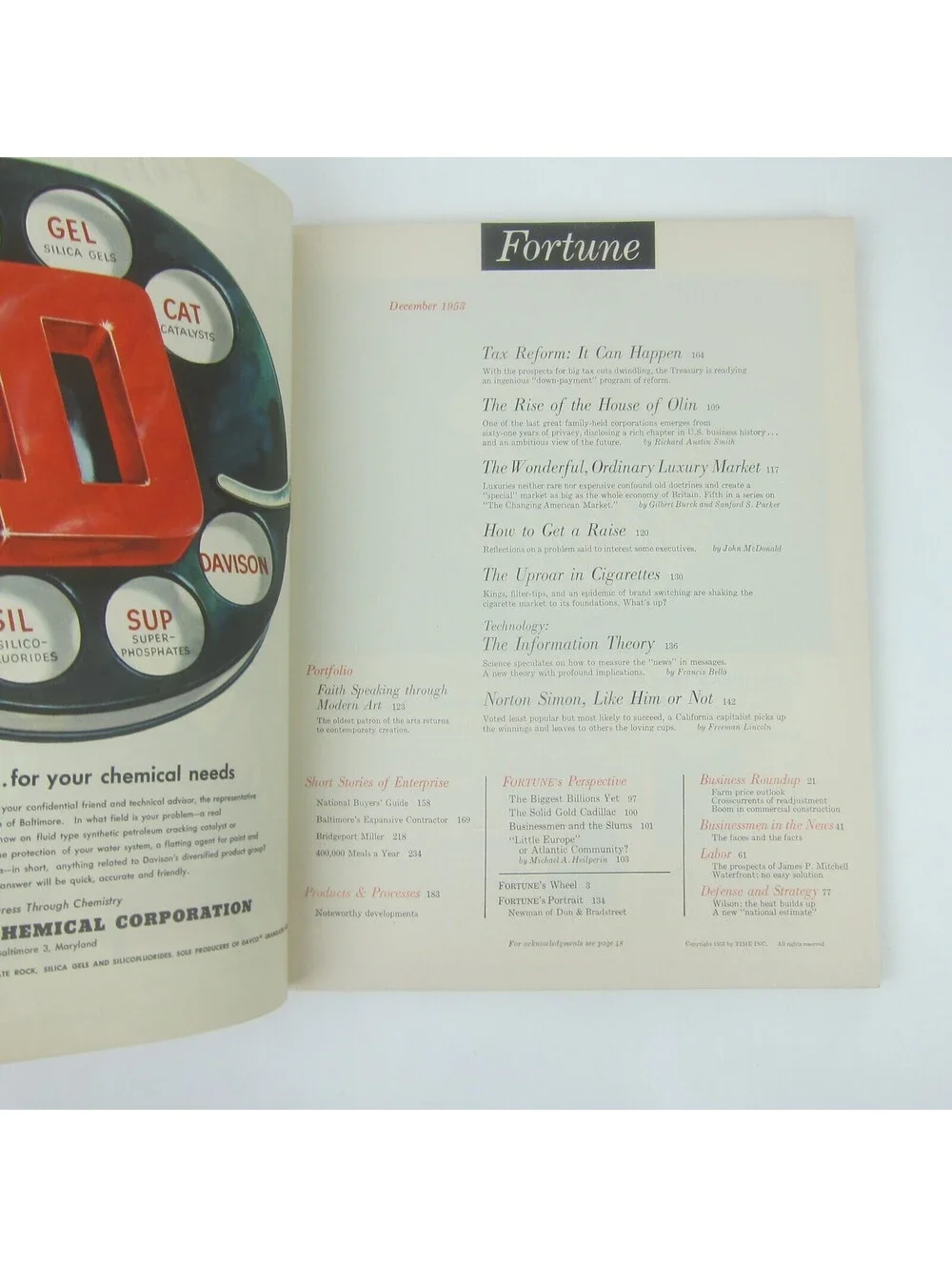 Vintage FORTUNE Magazine December 1953 Nash Seagrams Chevy GE American Airlines